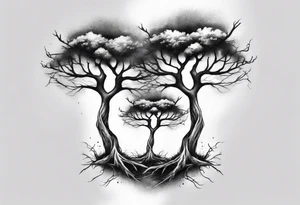 Two trees growing together forearm tattoo idea