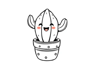 Cutesy smiley Cactus in a pot tattoo idea