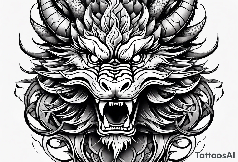 Animal Head ONLY: Chinese Dragon front facing tattoo idea