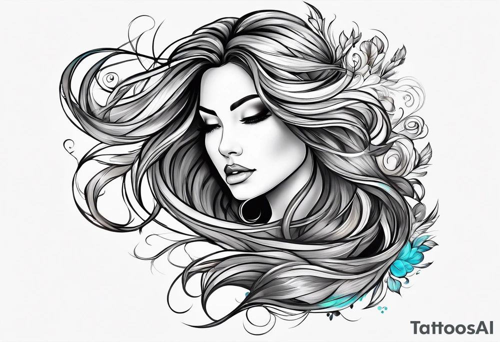 long hair flowing tattoo idea