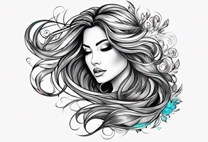 long hair flowing tattoo idea