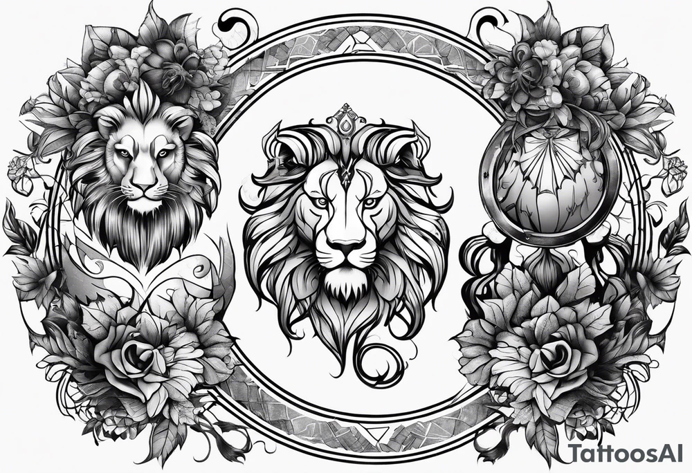 combination between 3 zodiac signs: leo, scorpio and gemini tattoo idea