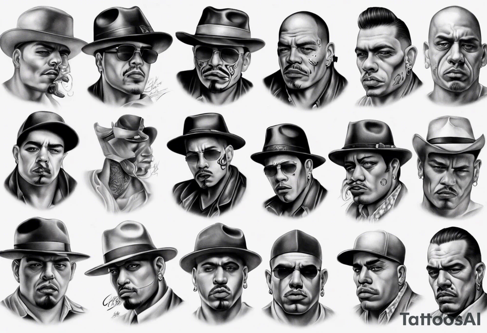 photorealistic chicano gangsters tattoo idea