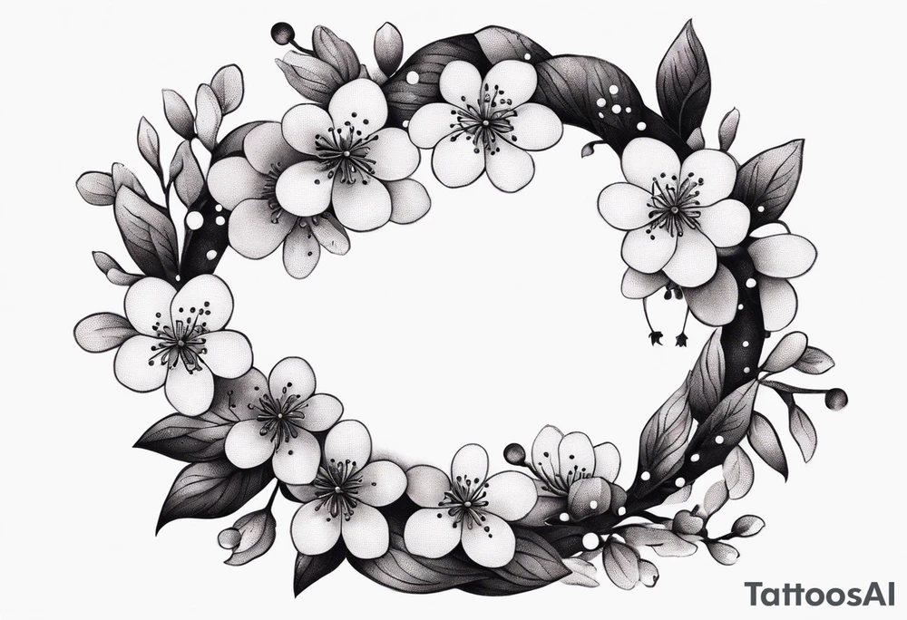Wreath of cherry blossoms tattoo idea