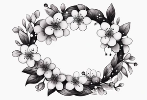 Wreath of cherry blossoms tattoo idea