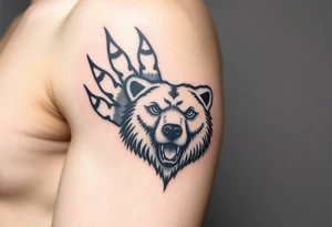 Bears paw with bear face in the middle tattoo idea