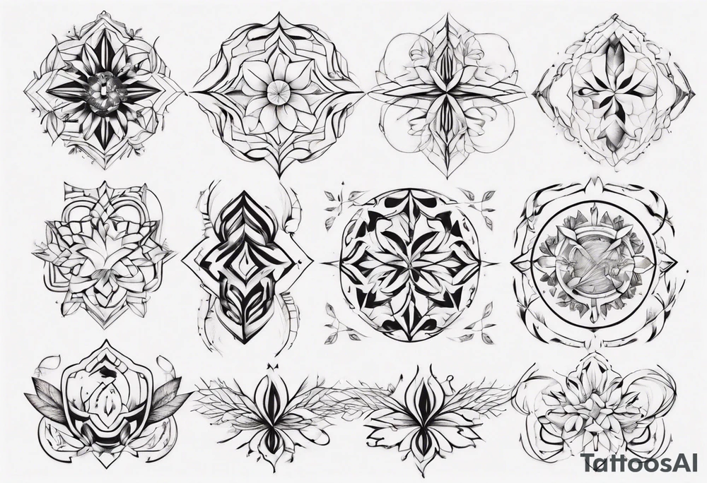 Minimalist Ornemental delicate tattoo idea
