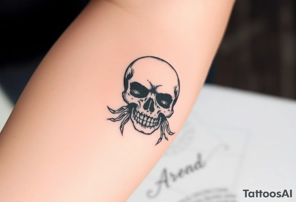 Skull dreaming tattoo idea