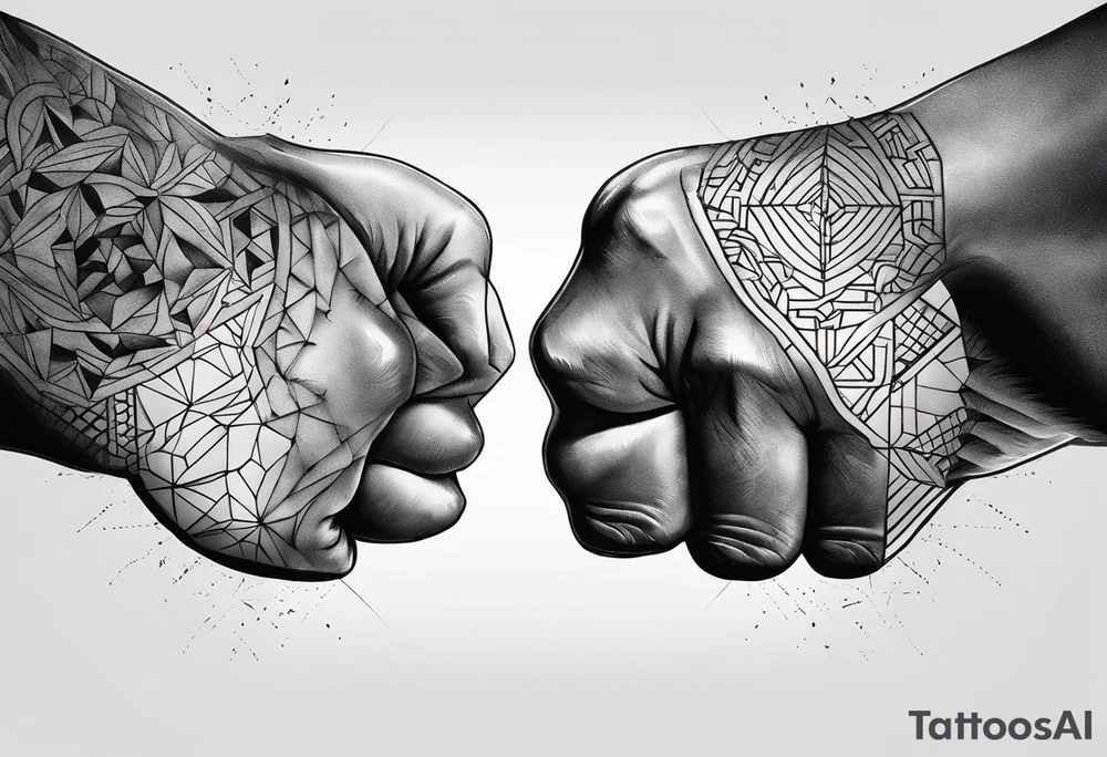 A clenched fist on the back using negative space techniques tattoo idea A clenched fist on the back using negative space techniques tattoo idea
