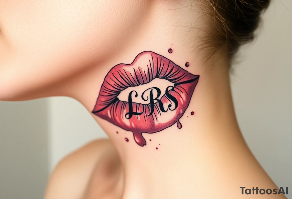 Lipstick kiss print with initials lrs tattoo idea