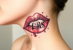 Lipstick kiss print with initials lrs tattoo idea