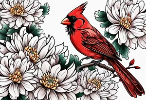 Chrysanthemum and cardinal tattoo idea