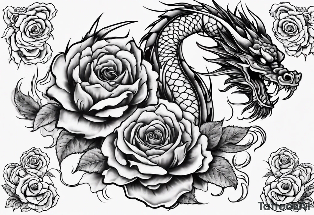 japanese dragon which is also a rose tattoo idea