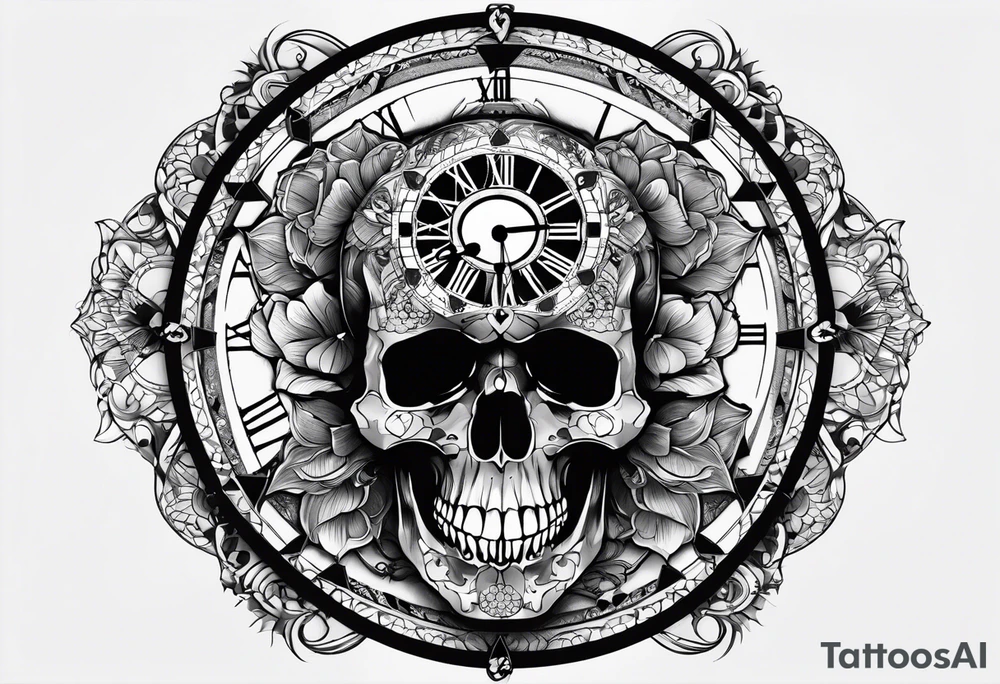 sacredgeometry, skull, clock, life, love tattoo idea