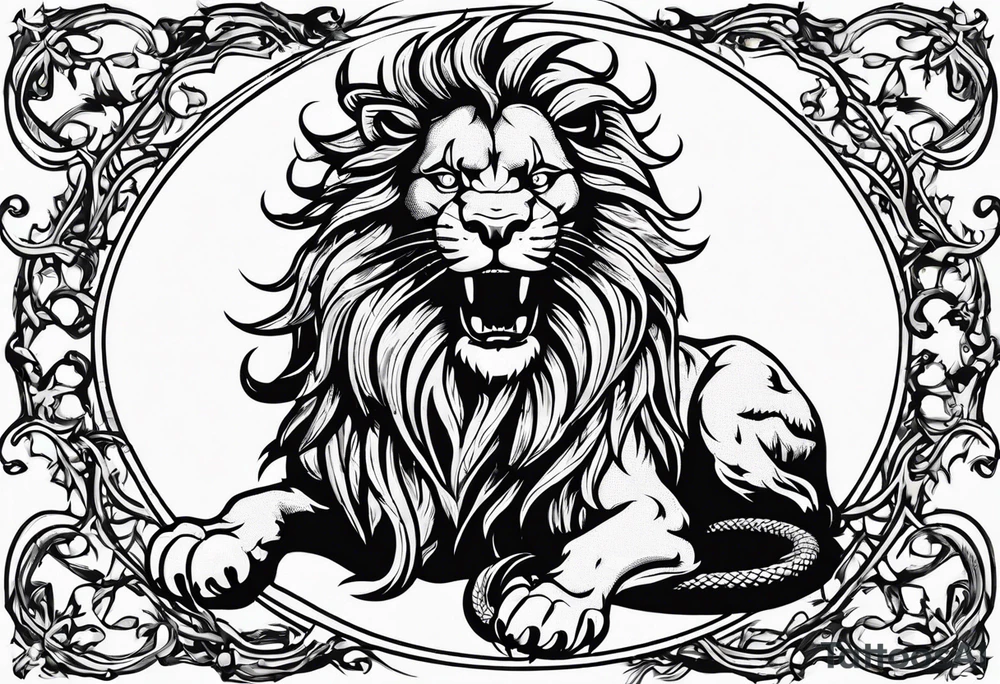 New school Scottish lion rampant with gadsden snake tattoo idea