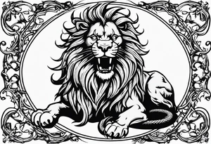 New school Scottish lion rampant with gadsden snake tattoo idea
