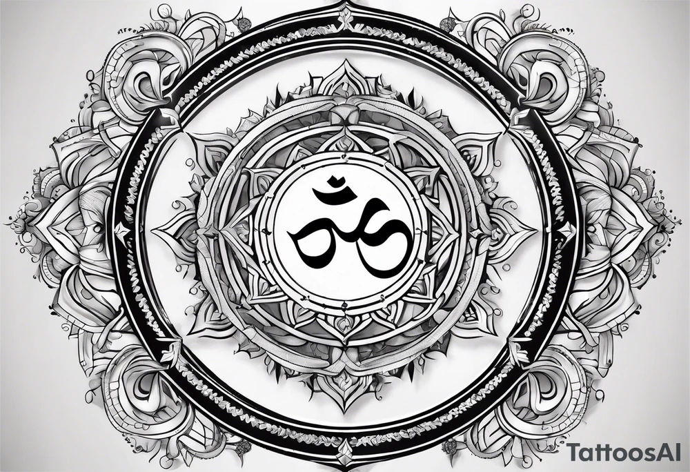 Powerful om symbol with Aquarius constellation tattoo idea