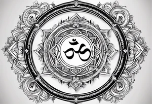 Powerful om symbol with Aquarius constellation tattoo idea