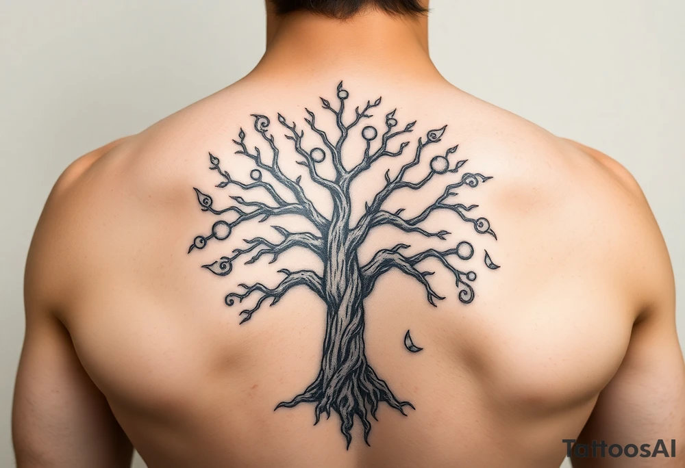 Gaelic tree of life full sleeve tattoo idea