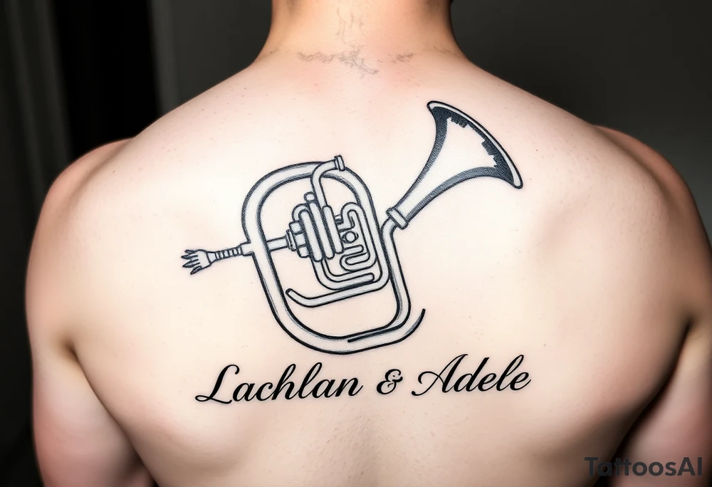 Music travel euphonium and kids names Lachlan and Adele tattoo idea