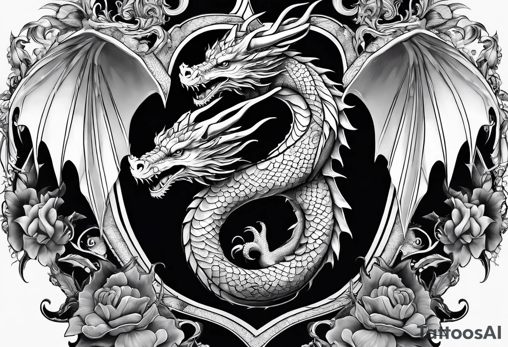 Realistic heart with a dragon tattoo idea