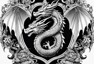 Realistic heart with a dragon tattoo idea