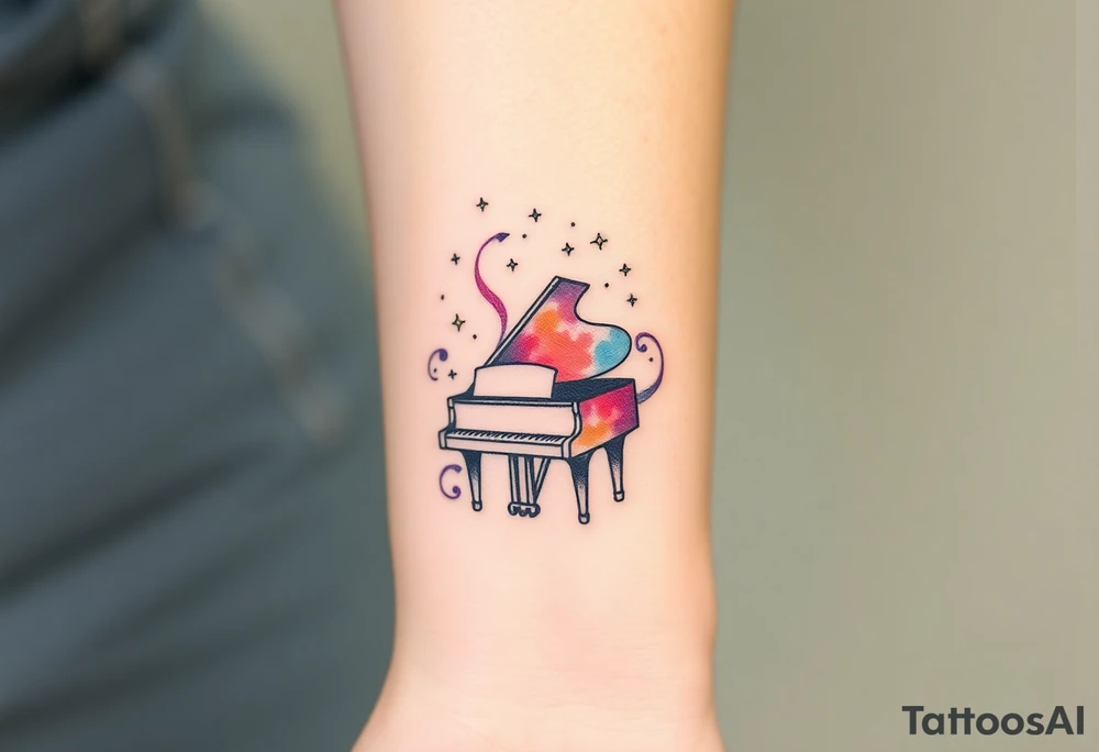 dream grand piano under the stars swirl tattoo idea