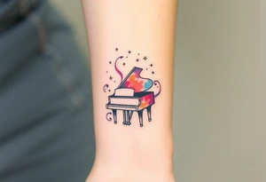 dream grand piano under the stars swirl tattoo idea