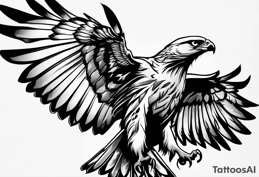 Hawk landing down from the side tattoo idea