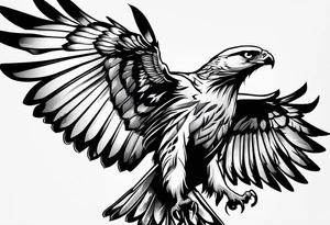Hawk landing down from the side tattoo idea