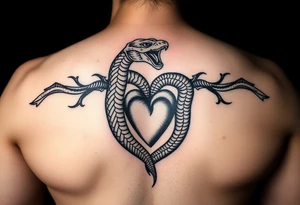 un piccola spirale a serpente con un cuore tattoo idea