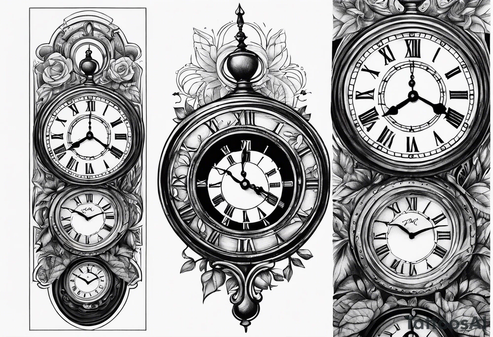 sunset clock tattoo idea