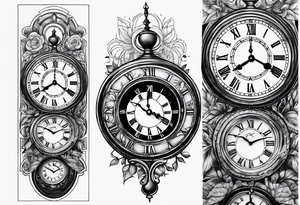 sunset clock tattoo idea