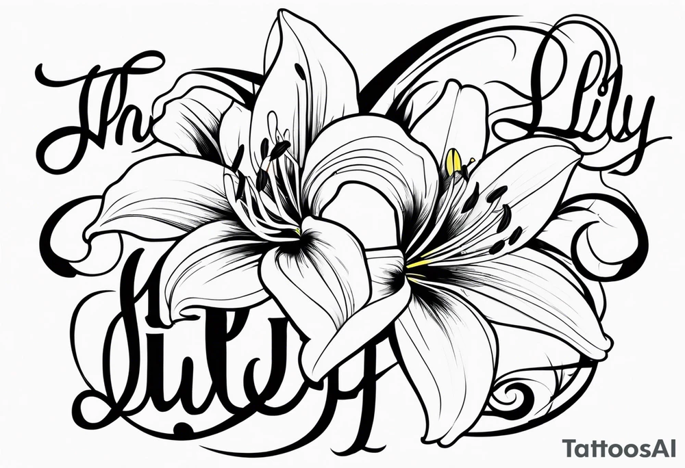 The name lily attached to a flower tattoo idea