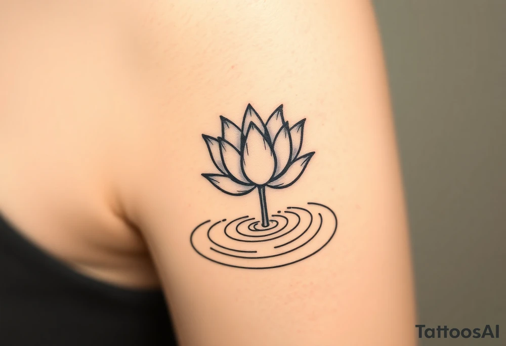 serene lotus flower emerging from sacred waters with ripples tattoo idea