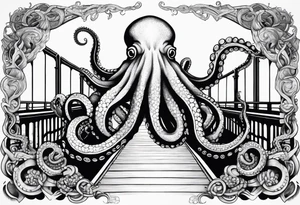 Octopus attacking a bridge tattoo idea