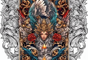 heaven and hell with angels and demons arm sleeve tattoo idea