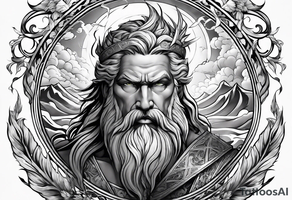 Zeus with lightning, sleeve tattoo idea