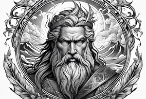 Zeus with lightning, sleeve tattoo idea