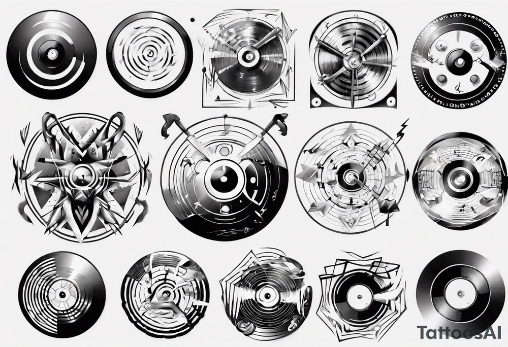 sound music disc jokey tattoo idea