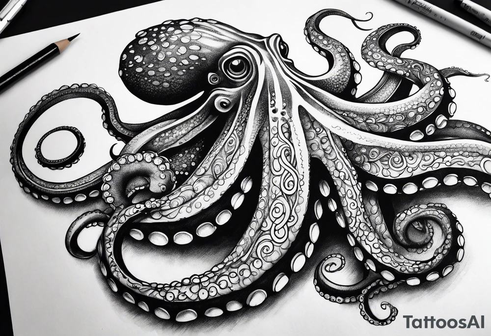 long octopus tattoo idea