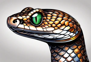 Side view of a Snake eye with copper iris tattoo idea