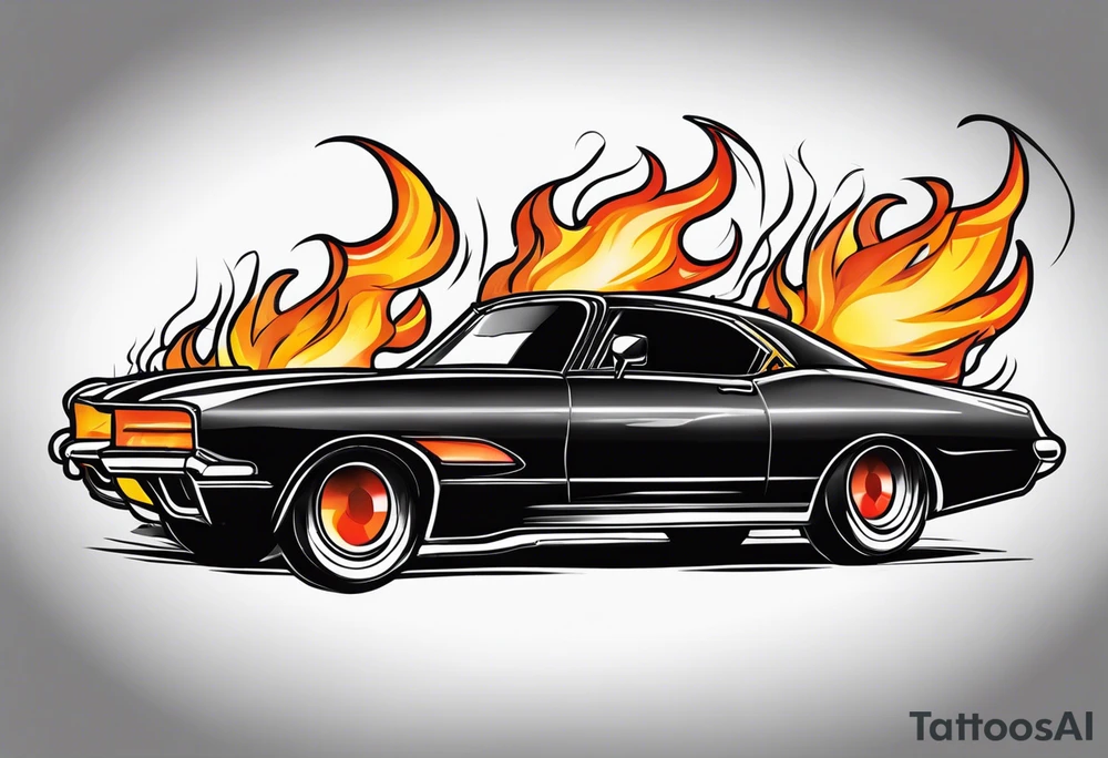 black fire car tattoo idea