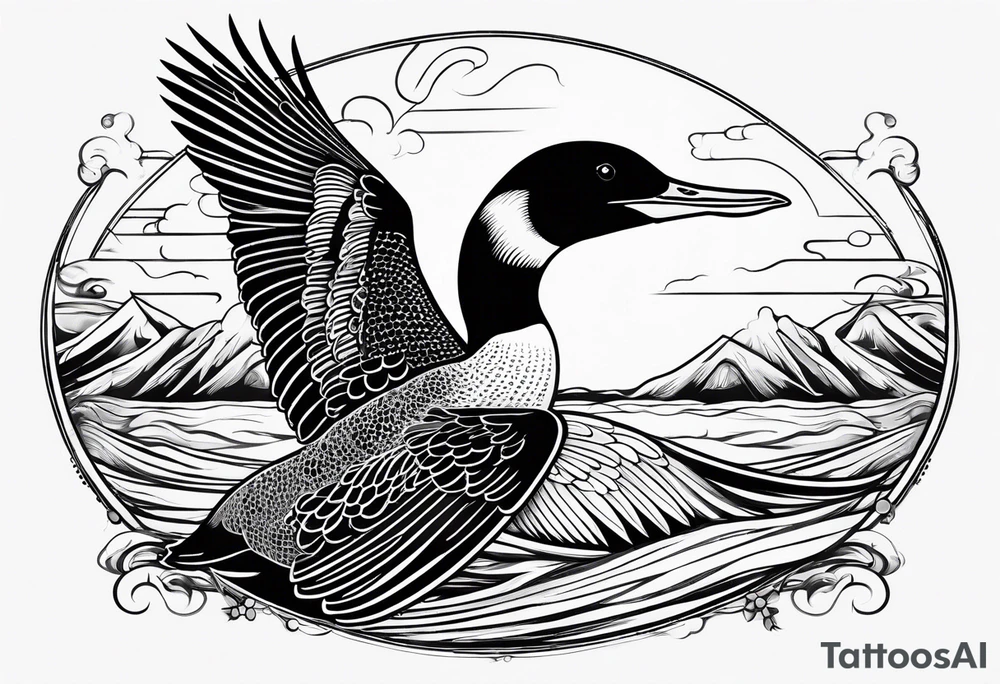 loon flying tattoo idea