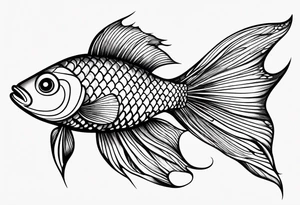 small fish tatoo, artistic, lines only tattoo idea