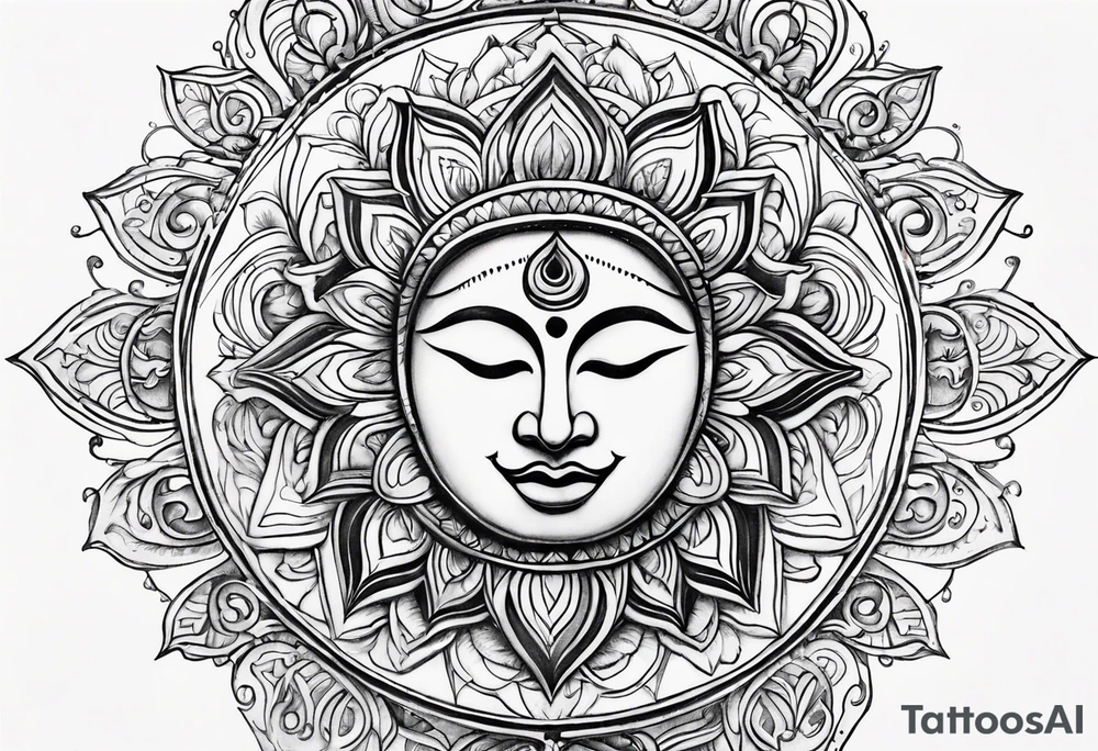 sunrays and om on neck tattoo idea