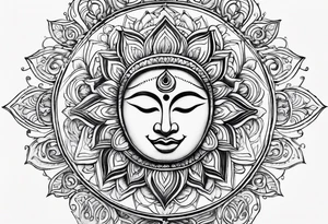 sunrays and om on neck tattoo idea