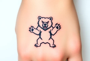 University of Northern Colorado bear mascot  standing up on 2 paws fierce look in a swiping paw tattoo idea
