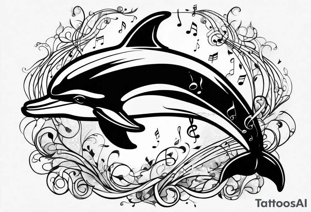 dolphin and music notes tattoo idea