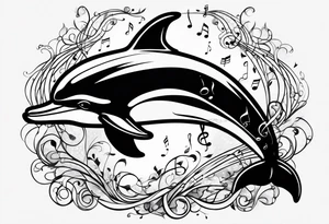 dolphin and music notes tattoo idea